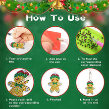 Load image into Gallery viewer, 12PCS Double Sided Special Shape Diamond Art Keyring (Gingerbread Man)