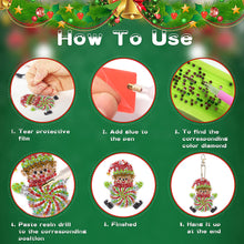 Load image into Gallery viewer, 16PCS Double Sided Special Shape Diamond Art Keyring (Christmas Penguin)