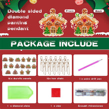 Load image into Gallery viewer, 16PCS Double Sided Special Shape Diamond Art Keyring (Christmas Cottage)