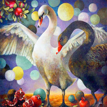 Load image into Gallery viewer, Diamond Painting - Full Round - black and white swan (40*40CM)