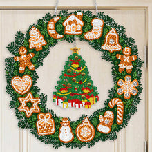 Load image into Gallery viewer, Special Shaped Crystal Painting Wreath with LED Light 29x29cm (Xmas Tree)