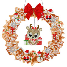 Load image into Gallery viewer, Special Shaped Crystal Painting Wreath with LED Light 29x29cm (Xmas Elk)