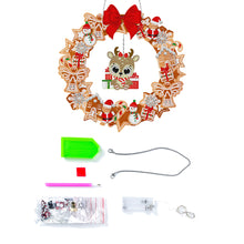 Load image into Gallery viewer, Special Shaped Crystal Painting Wreath with LED Light 29x29cm (Xmas Elk)