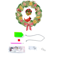 Load image into Gallery viewer, Special Shaped Crystal Painting Wreath with LED Light 29x26cm (Xmas Bell)