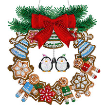 Load image into Gallery viewer, Special Shaped Crystal Painting Wreath with LED Light 29x27cm (Double Penguin)
