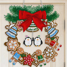 Load image into Gallery viewer, Special Shaped Crystal Painting Wreath with LED Light 29x27cm (Double Penguin)