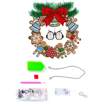 Load image into Gallery viewer, Special Shaped Crystal Painting Wreath with LED Light 29x27cm (Double Penguin)