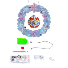 Load image into Gallery viewer, Special Shaped Crystal Painting Wreath with LED Light 29x29cm (Xmas Ball)