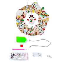 Load image into Gallery viewer, Special Shaped Crystal Painting Wreath with LED Light 29x29cm (Xmas Snowman)