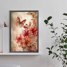 Load image into Gallery viewer, Diamond Painting - Full Round - Retro butterfly with hibiscus (40*60CM)