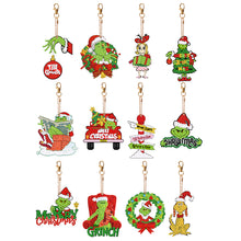 Load image into Gallery viewer, 12PCS Double Sided Diamond Art Keyring Grinch for Adult Kid Purse Handbag Decor