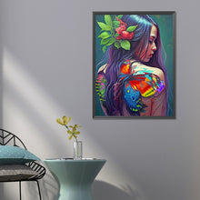 Load image into Gallery viewer, Diamond Painting - Full Round - Girl with painted butterfly on back (50*60CM)