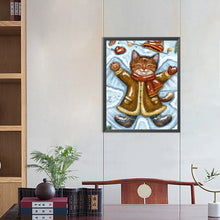 Load image into Gallery viewer, Diamond Painting - Full Round - Cat lying in the snow (40*50CM)