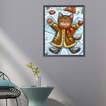 Load image into Gallery viewer, Diamond Painting - Full Round - Cat lying in the snow (40*50CM)