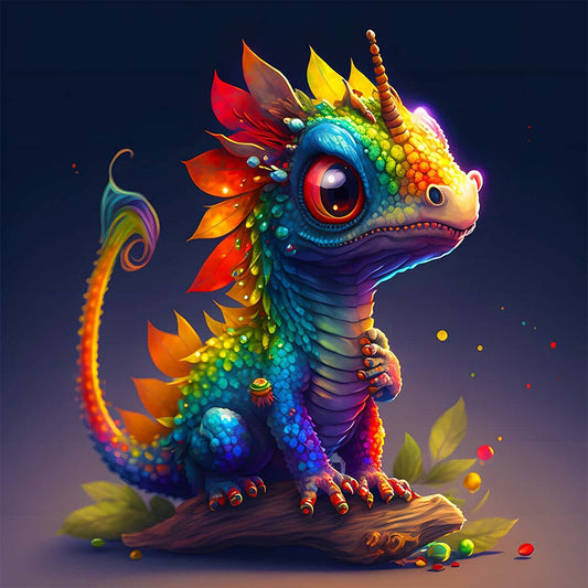AB Diamond Painting - Full Square - Sitting dinosaur (30*30CM)
