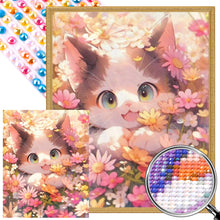 Load image into Gallery viewer, AB Diamond Painting - Full Square - cat admiring flowers (40*50CM)