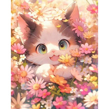 Load image into Gallery viewer, AB Diamond Painting - Full Square - cat admiring flowers (40*50CM)