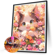 Load image into Gallery viewer, AB Diamond Painting - Full Square - cat admiring flowers (40*50CM)