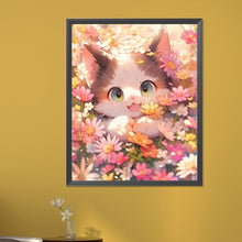 Load image into Gallery viewer, AB Diamond Painting - Full Square - cat admiring flowers (40*50CM)