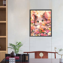 Load image into Gallery viewer, AB Diamond Painting - Full Square - cat admiring flowers (40*50CM)