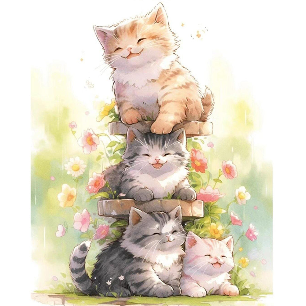 AB Diamond Painting - Full Square - happy cat (40*50CM)
