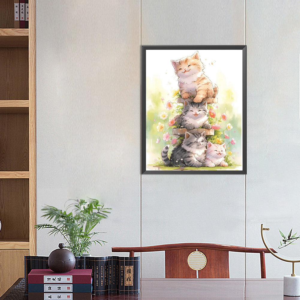 AB Diamond Painting - Full Square - happy cat (40*50CM)