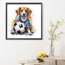 Load image into Gallery viewer, Diamond Painting - Full Round - puppy playing ball (30*30CM)