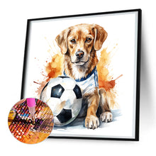 Load image into Gallery viewer, Diamond Painting - Full Round - puppy playing ball (30*30CM)