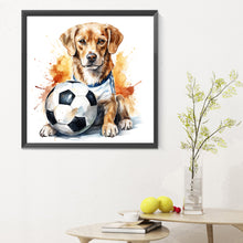 Load image into Gallery viewer, Diamond Painting - Full Round - puppy playing ball (30*30CM)