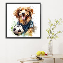 Load image into Gallery viewer, Diamond Painting - Full Round - puppy playing ball (30*30CM)