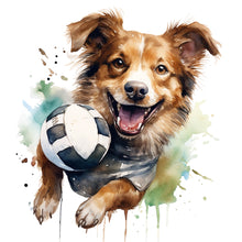 Load image into Gallery viewer, Diamond Painting - Full Round - puppy playing ball (30*30CM)