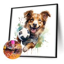 Load image into Gallery viewer, Diamond Painting - Full Round - puppy playing ball (30*30CM)