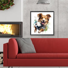 Load image into Gallery viewer, Diamond Painting - Full Round - puppy playing ball (30*30CM)