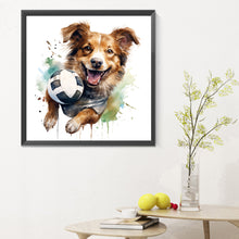 Load image into Gallery viewer, Diamond Painting - Full Round - puppy playing ball (30*30CM)