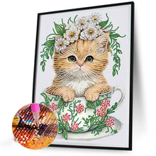 Load image into Gallery viewer, Diamond Painting - Partial Special Shaped - teacup kitten (30*40CM)