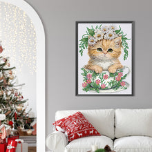 Load image into Gallery viewer, Diamond Painting - Partial Special Shaped - teacup kitten (30*40CM)