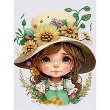Load image into Gallery viewer, Diamond Painting - Partial Special Shaped - flower hat girl (30*40CM)