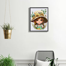 Load image into Gallery viewer, Diamond Painting - Partial Special Shaped - flower hat girl (30*40CM)