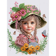 Load image into Gallery viewer, Diamond Painting - Partial Special Shaped - flower hat girl (30*40CM)