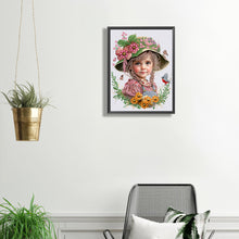 Load image into Gallery viewer, Diamond Painting - Partial Special Shaped - flower hat girl (30*40CM)