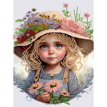 Load image into Gallery viewer, Diamond Painting - Partial Special Shaped - flower hat girl (30*40CM)