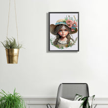 Load image into Gallery viewer, Diamond Painting - Partial Special Shaped - flower hat girl (30*40CM)