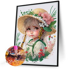 Load image into Gallery viewer, Diamond Painting - Partial Special Shaped - flower hat girl (30*40CM)