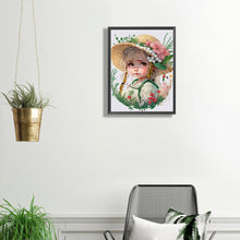 Load image into Gallery viewer, Diamond Painting - Partial Special Shaped - flower hat girl (30*40CM)
