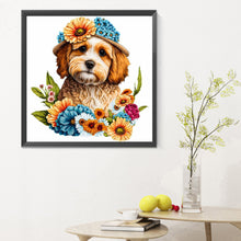 Load image into Gallery viewer, Diamond Painting - Full Round - flower cluster puppy (30*30CM)