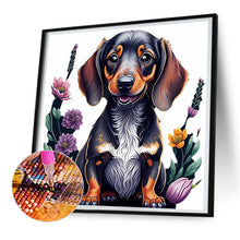 Load image into Gallery viewer, Diamond Painting - Full Round - flower cluster puppy (30*30CM)