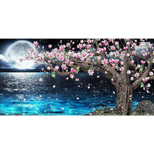Load image into Gallery viewer, AB Diamond Painting - Full Round - Peach blossom tree under the moon (80*40CM)