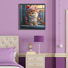 Load image into Gallery viewer, Diamond Painting - Full Round - winter night kitten (40*40CM)