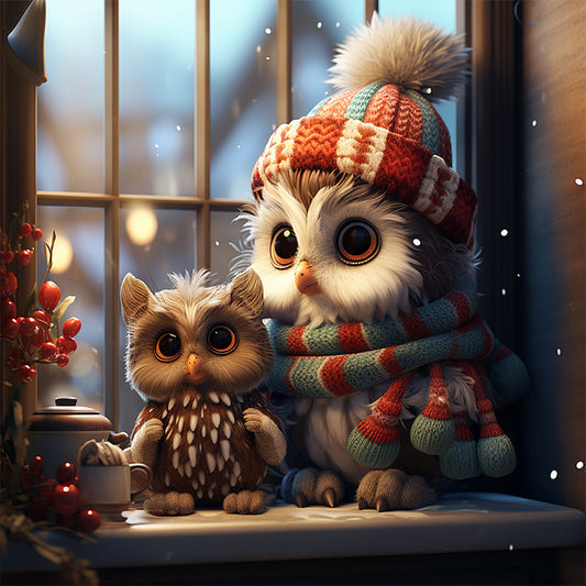 AB Diamond Painting - Full Round - winter night animals (40*40CM)