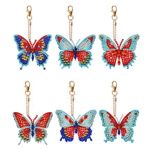 Load image into Gallery viewer, 6PCS Double Sided Special Shape Diamond Art Keyring (Garden Butterfly)